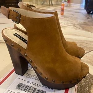 Alice + Olivia Brown Nubuck Heeled Boots